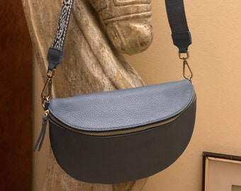 Large leather bum bag crossbody bag with golden details separately or with an additional bag strap in different colors