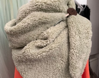 Large mega fluffy teddy plush triangular scarf in different colors