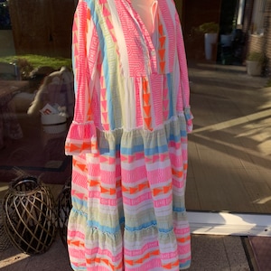 Colorful maxi dress summer dress in Ibiza Boho Hippie Style Size One Size 36 38 40 42