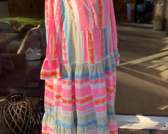 Buntes Maxikleid Sommerkleid im Ibiza Boho Hippie Style Größe One Size 36 38 40 42