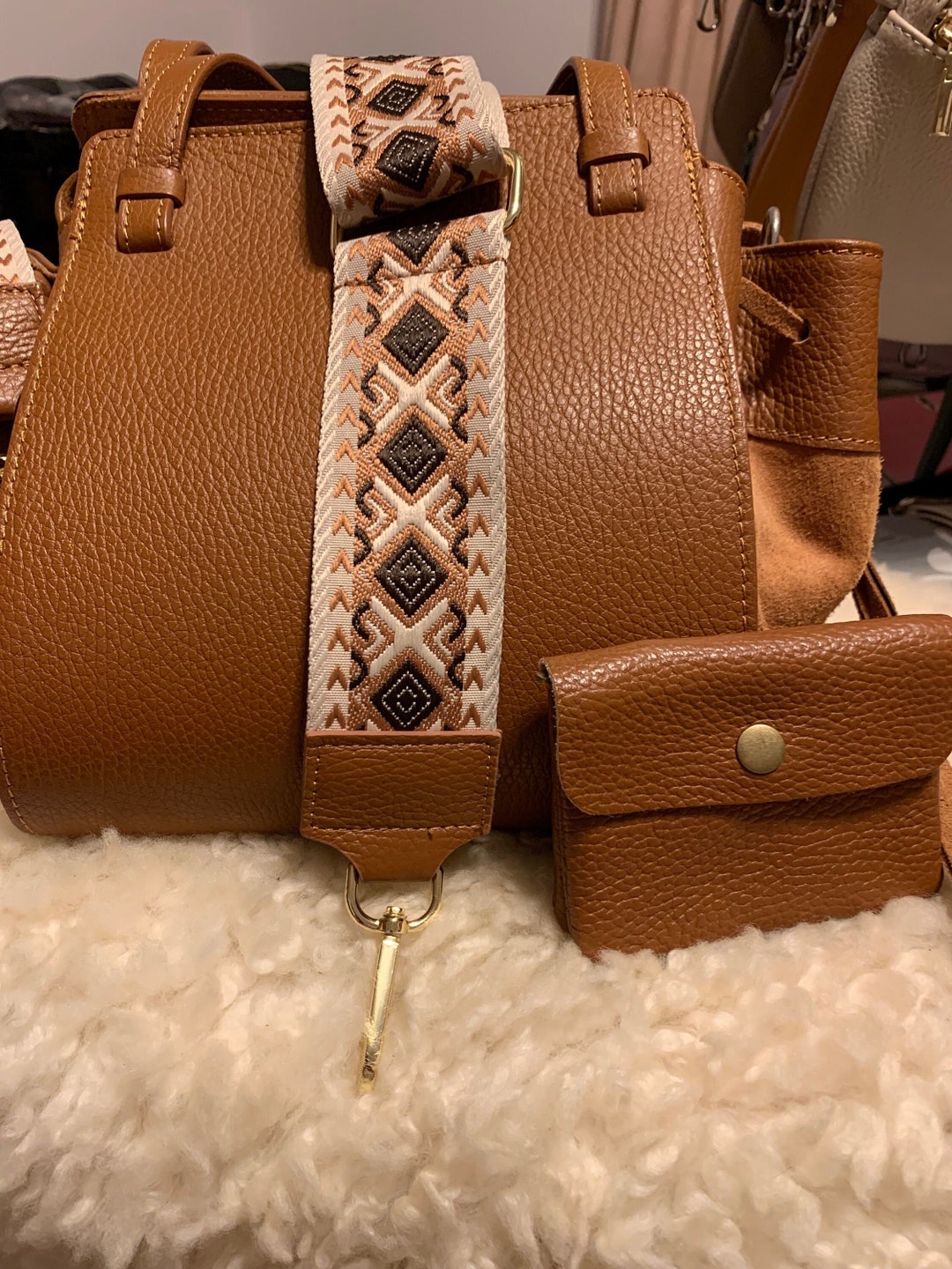 Highquality Leather Shoulder Bag in Cognac Made in Italy Etsy UK