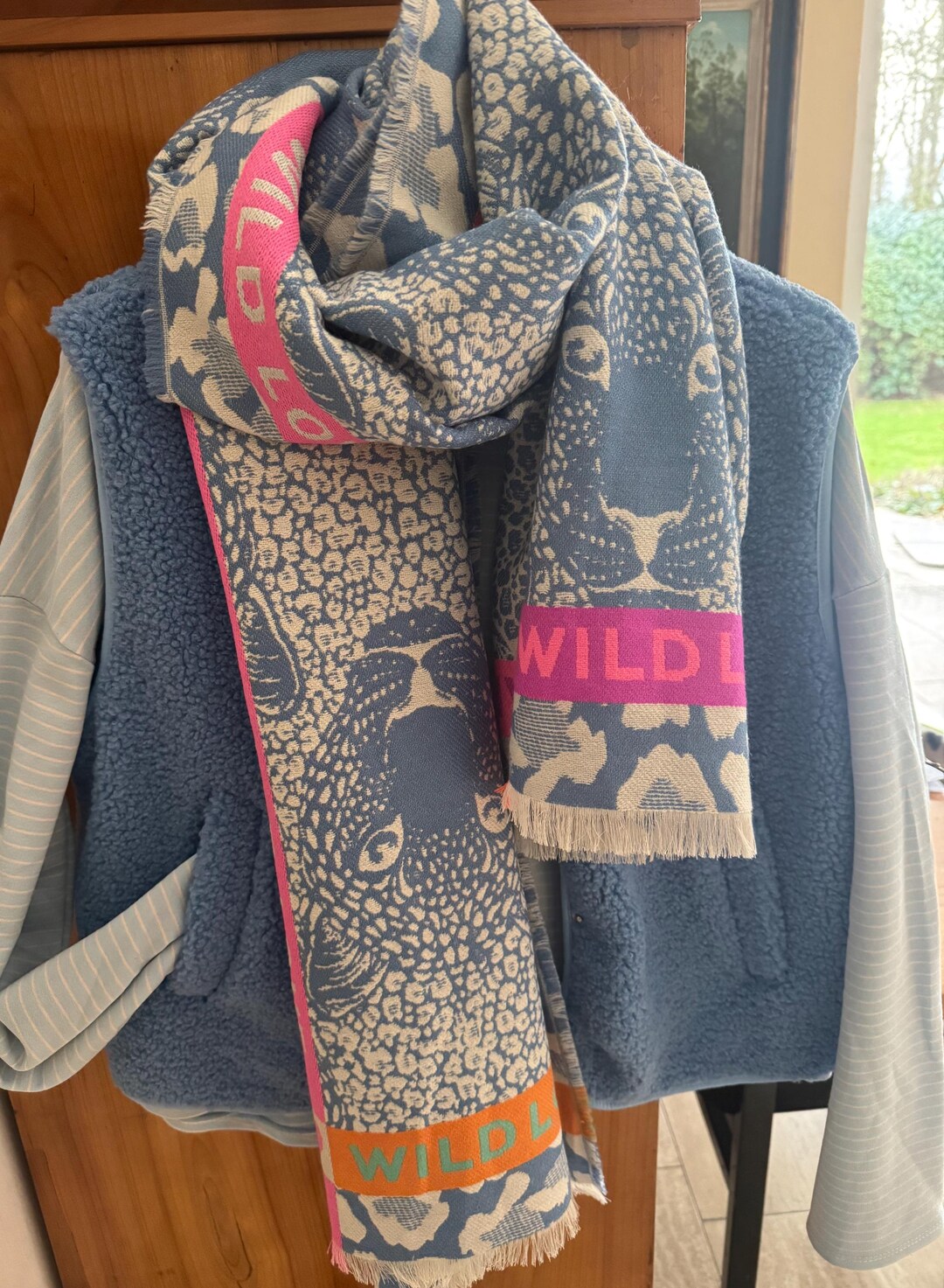 Beautiful Blue and Pink Scarf With Tiger and Leopard Print Pattern ...