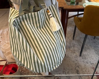 Große gestreifter Stoff Shopper Strandtasche in verschiedenen Farben