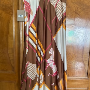 Unusual maxi skirt made of satin with silk in trendy summer colors, size OS 34 36 38