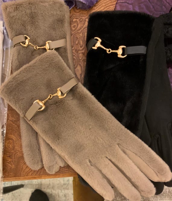 Handschuhe in Velourleder-Optik & Faux Fell in verschiedenen Farben -  Etsy.de