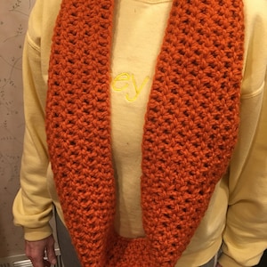 Crochet Infinity Scarf - Burnt Orange