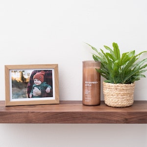 Dark Walnut Floating Shelf - Custom Shelves, Simple Modern, Solid Wood, Kitchen Shelving -Includes Heavy-Duty Hidden Bracket - Free Shipping