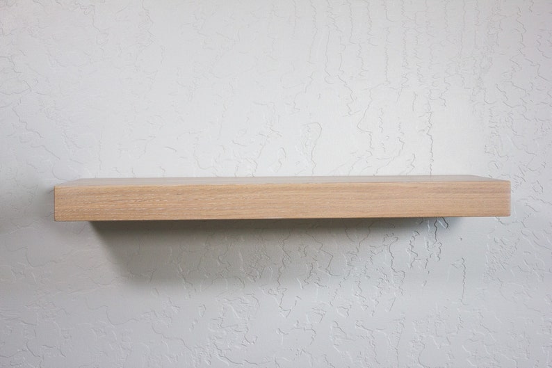 Solid White Wash Oak Floating Shelf Custom Sizes For Your Etsy