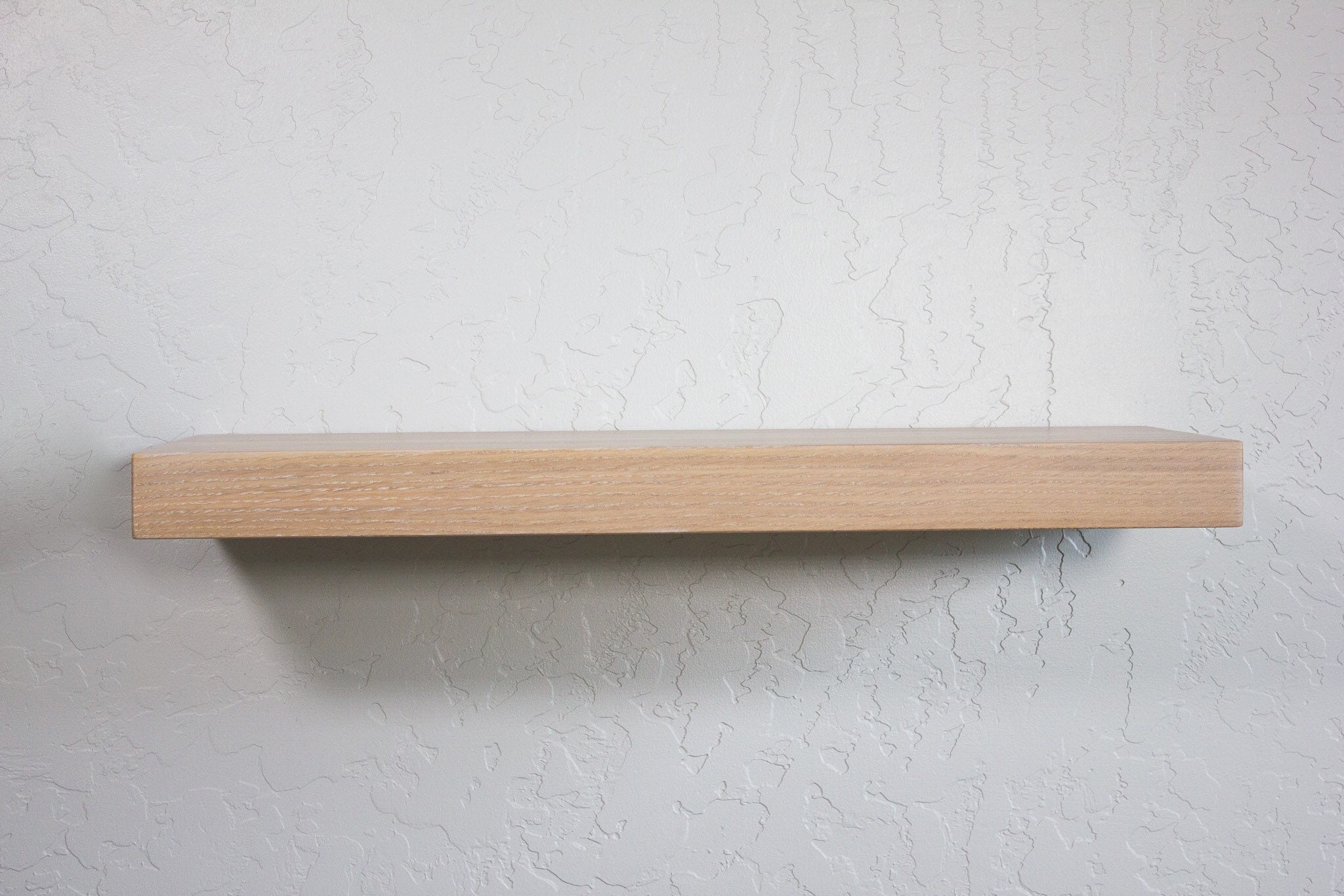Solid White Wash Oak Floating Shelf Custom Sizes For Your Etsy