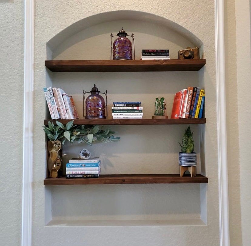 Rustic Dark Walnut Floating Shelf Custom Sizes For Your Needs Etsy