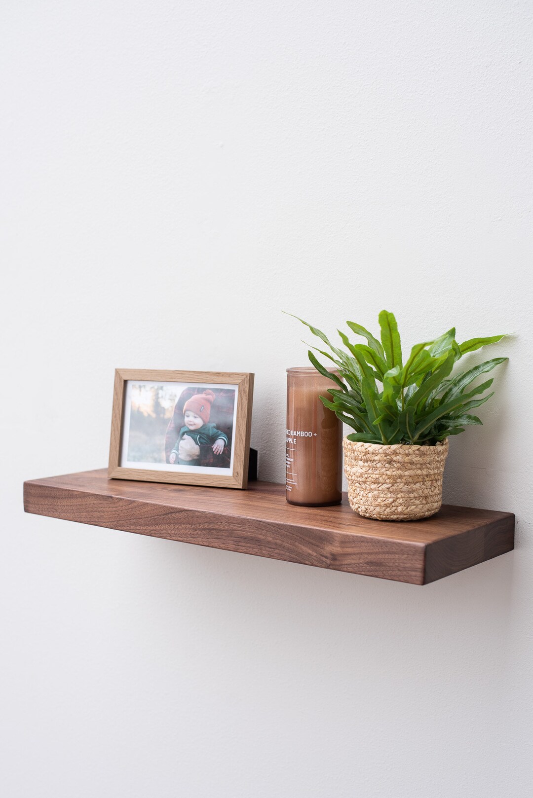 Dark Walnut Floating Shelf Custom Shelves Simple Modern Etsy