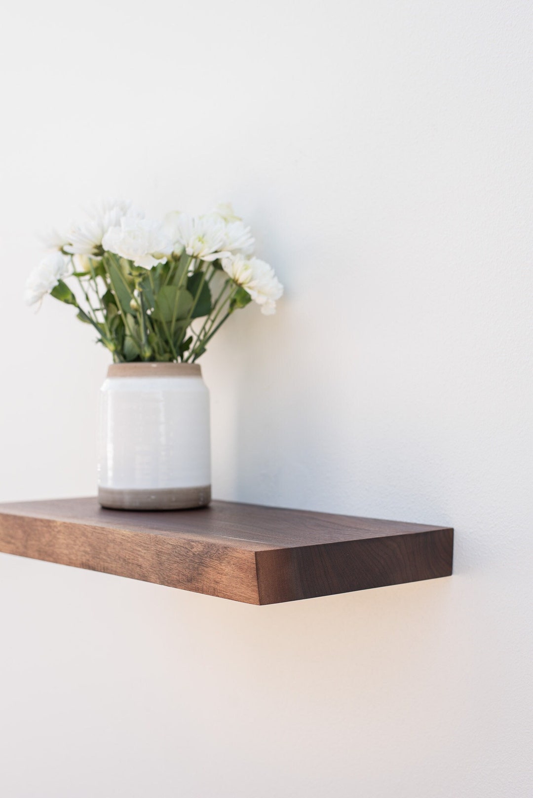 Live Edge Dark Walnut Floating Shelf Custom Shelves, Solid Wood Modern