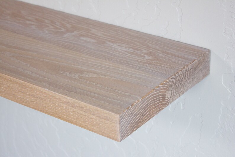 Solid White Wash Oak Floating Shelf Custom Sizes For Your Etsy