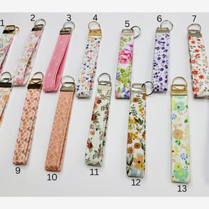 Floral Cotton Fabric Wristlet Keychain Handmade