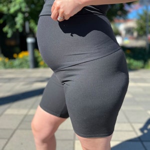Maternity Biker shorts- Ribbed Black