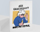 Funny Rude Birthday Card: Sassy Grandma Middle Finger Humor (Digital Download)