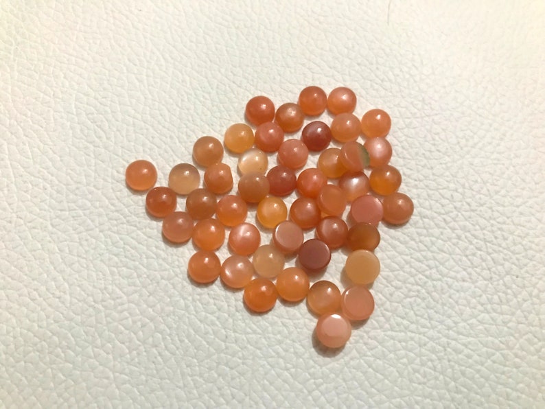 Peach Moonstone Natural Quality Gemstone Size 6 mm Rounded Shape Cabochon Beads Gemstone