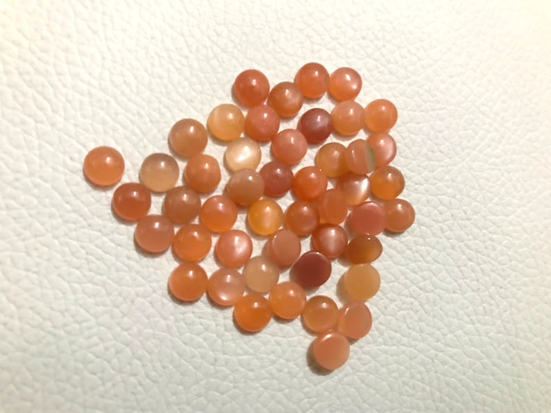 Peach Moonstone Natural Quality Gemstone Size 6 mm Rounded Shape Cabochon Beads Gemstone