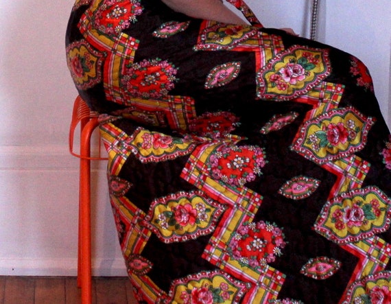 1970s Vintage Quilted Floral Skirt