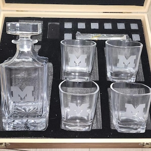 Michigan Whiskey Decanter Set: UofM Barware Gift