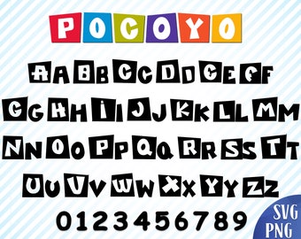 Pocoyo font svg School font svg Bold font svg Pocoyo alphabet letter svg Block font svg Silhouette Cricut font svg Monogram font svg