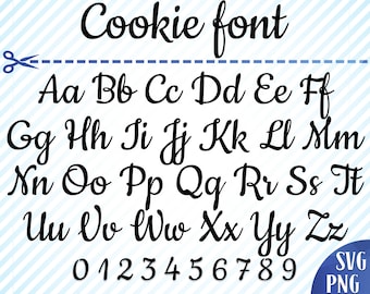 Cookie font svg Cookie alphabet letters svg Cookie digital font Cookie script svg Cookie font for Cricut Cursive fonts for Cricut Font