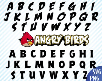 School font svg Angry bird font svg Angry bird alphabet letters Distressed font svg Grunge font svg Silhouette Cricut font svg Kids font svg