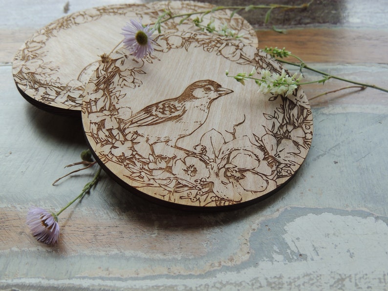 codistrict Floral Birds Nest Coasters