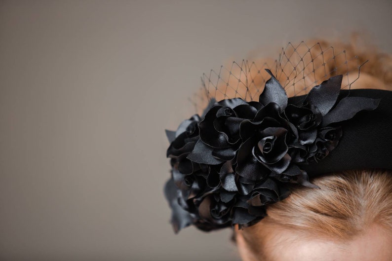 Beaded headband with small black birdcage veil birdcage veil Etsy