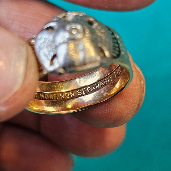 Masonic ring 32 degree 14K rose gold  double head… - image 1