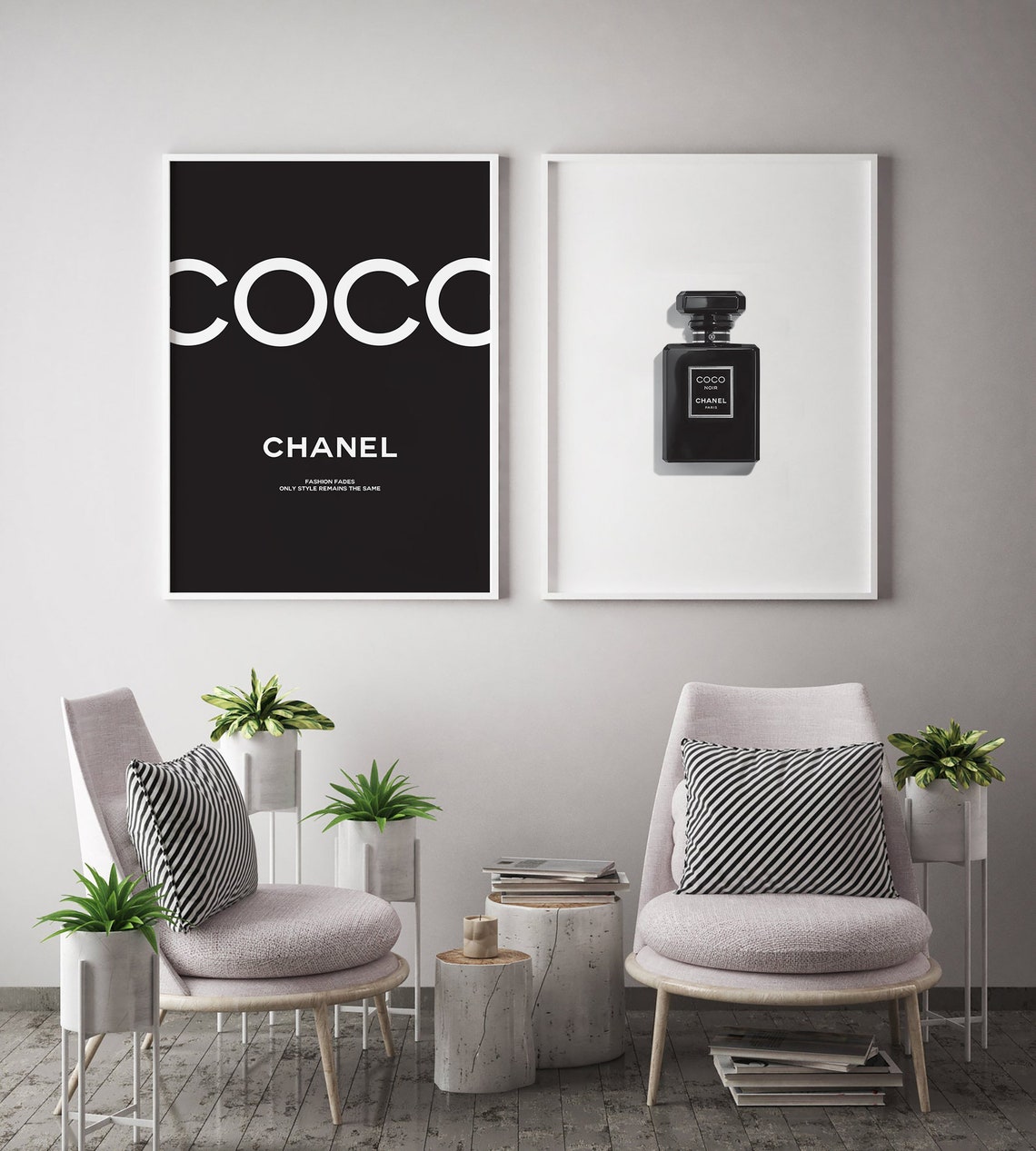 Set Of 2 Coco Chanel Wall Art Printable Wall Art Coco | Etsy