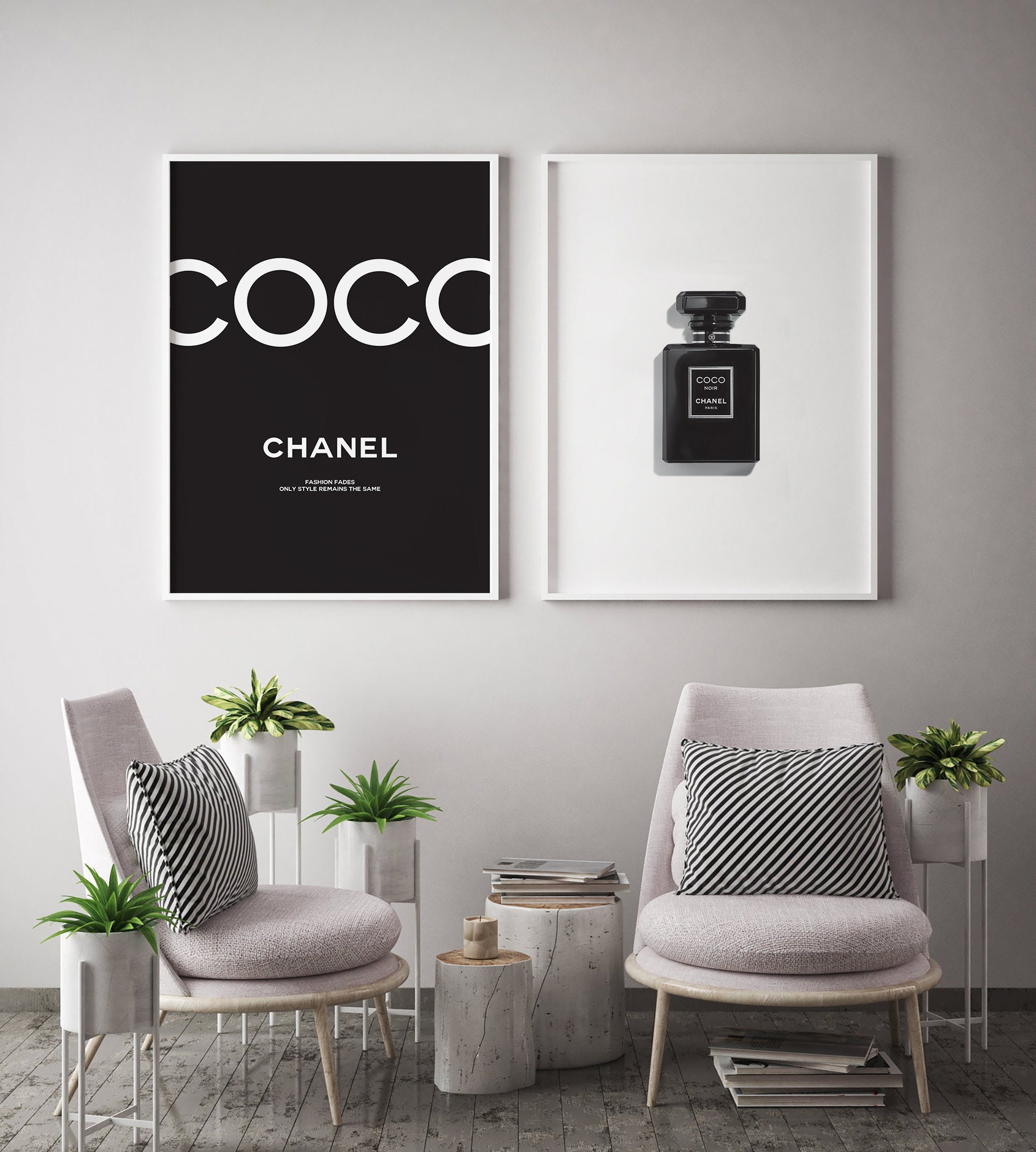 Set Of 2 Coco Chanel Wall Art Printable Wall Art Coco Etsy