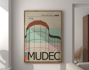 Museo delle Culture, MUDEC, Mid-Century Travel Poster, Vintage, Milano Travel Poster, Italy poster, Architecture print.