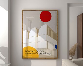 Bauhaus-Archiv / Museum für Gestaltung, Berlin Poster, Mid-Century Travel Poster, Vintage, Germany Travel Poster.