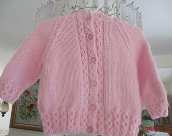 Hand Knit Hooded Baby Sweater/Worsted Weight Hooded Baby Jacket