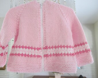 Hooded Baby Jacket/Hand Knit Hooded Baby Sweater/Worsted Weight Hooded Baby Jacket