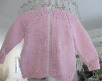 Hooded Baby Jacket/Hand Knit Hooded Baby Sweater/Worsted Weight Hooded Baby Jacket