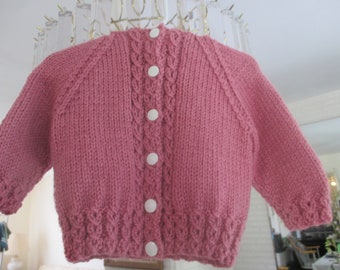 Hooded Baby Jacket/Hand Knit Baby Jacket/Hoodie/Hooded Baby Sweater