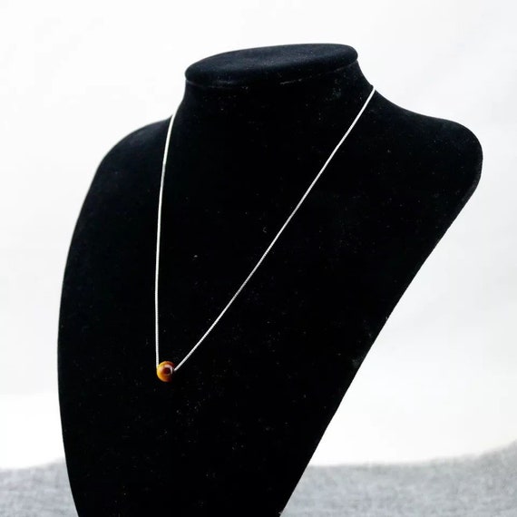 Tiger Eye stone Pendant 925 Sterling Silver Chain Necklace