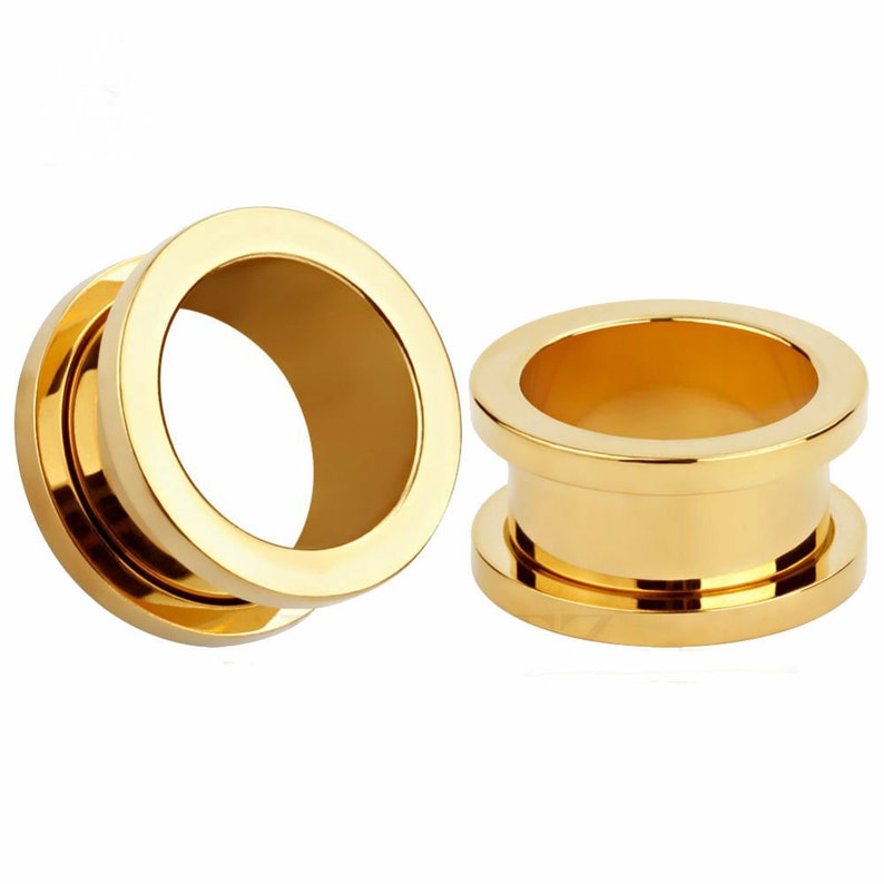 Pair of GOLD Stainless Steel Ear Tunnels Piercing Stretchers Etsy