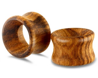 Pair of BROWN STRIPE Wooden Ear Tunnels Piercing Stretchers Jewellery Plugs Timber TU202