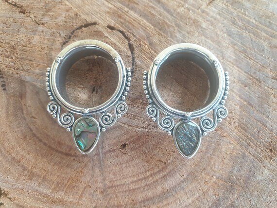 BLACK DEER SHELL TEARDROP Ear Flesh Tunnels Piercing Stretcher Plug Flared TU181