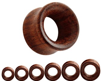 Pair of CHERRY WOOD Timber Ear Tunnels Piercing Stretchers Jewellery Plugs Wooden TU186