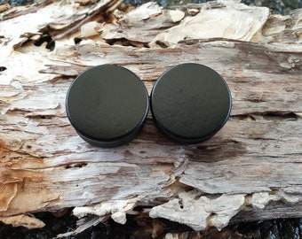 Pair of BLACK Wooden Ear Plugs Stretchers Jewellery Saddle Gauge Tunnel Timber PL68