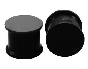 Pair of BLACK Silicone Ear Plugs Stretchers Jewellery Piercing Tunnels Gauge PL183