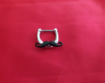 MUSTACHE Septum Clicker 316L Surgical Steel 16G Nose Ring Jewellery Body SC1