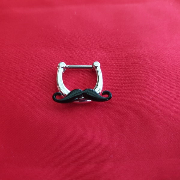 MUSTACHE Septum Clicker 316L Surgical Steel 16G Nose Ring Jewellery Body SC1