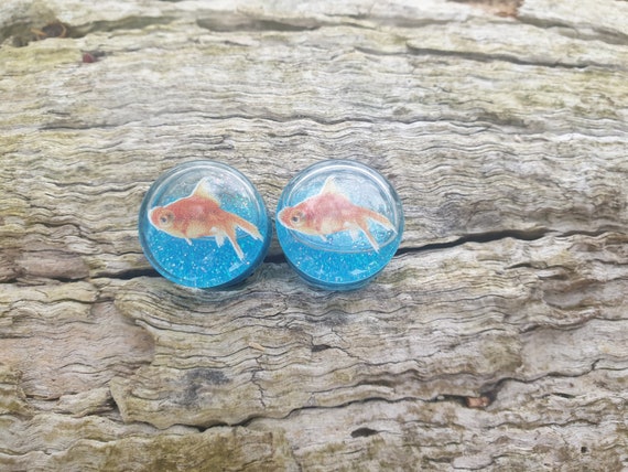 Pair Sparkly Mermaid Tail Drop Ear Plugs Flesh Tunnel Tunnels Stretcher 6-30mm