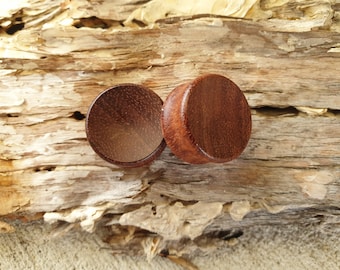 Pair of BROWN WOODEN CONCAVE Ear Plugs Saddle Piercing Stretcher Jewellery Timber PL69