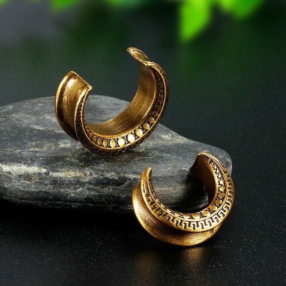 316L Surgical Steel Half Saddle Hanger Tribal Double Flared Ear Tunnels 316L Surgical Steel Half Saddle Hanger Tribal Double Flared Ear Tunnels